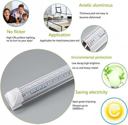 Miniatura 4 de Tubo de luz LED integrada en forma de V T8 lámpara LED de tienda de 8 pies 72 W 7200 LM AC85-277 V cubierta transparente SMD2835 blanco frío 6000 K