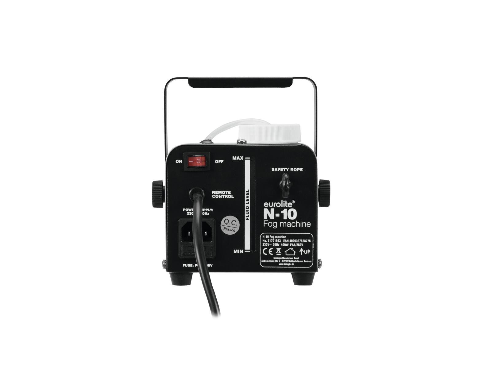 Macchina del Fumo Eurolite N-10 400W con Telecomando Cablato, Fog Machine Compatta per DJ, Feste e Piccoli Eventi, Serbatoio 0,3L, Riscaldamento Rapido