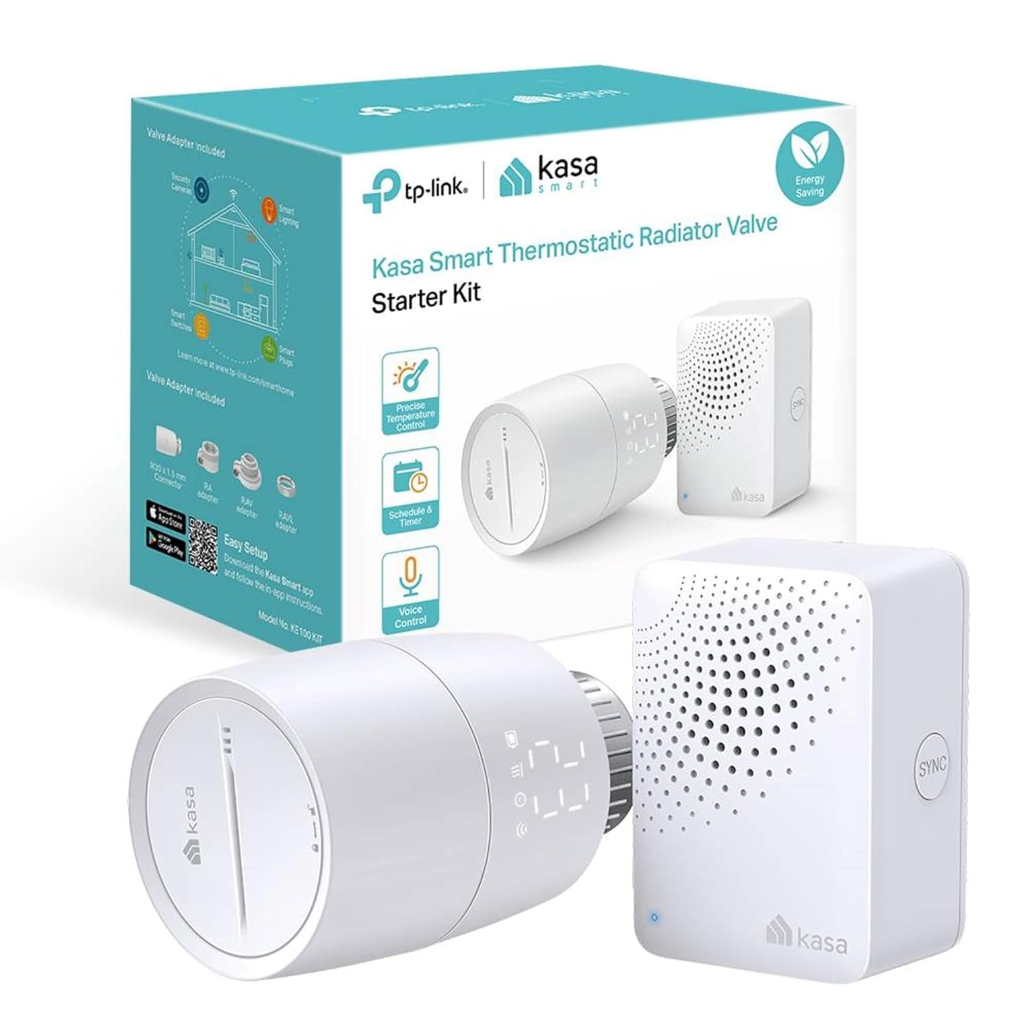 TP-Link Kasa Thermostat Connecté Matter, Compatible avec HomeKit, Alexa et Google Assistant, Réduisez Vos factures et contrôlez Le Chauffage à Distance Via l'application, KE100 KIT