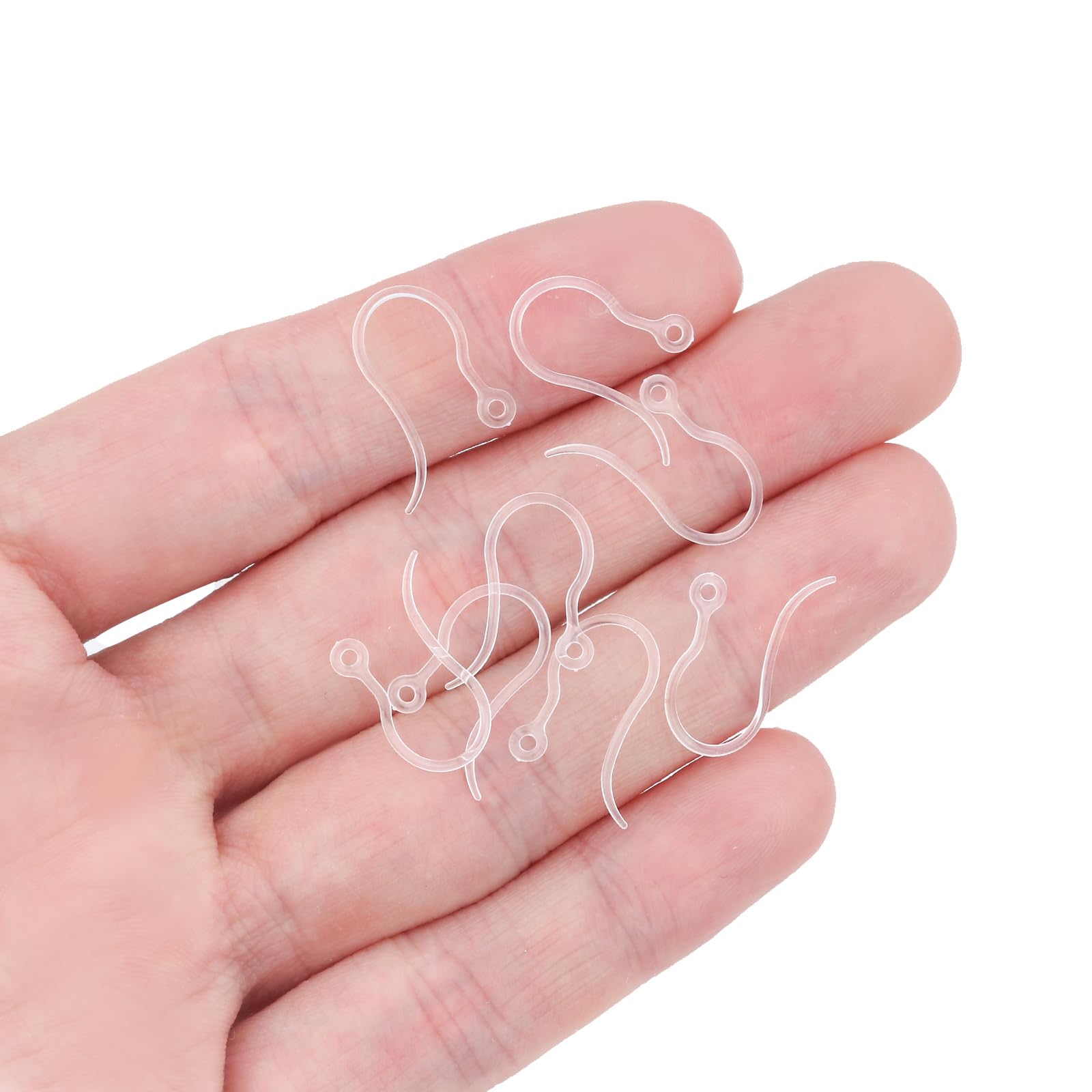 50 ganchos de plástico transparente para pendientes, aretes de plástico hipoalergénicos, aretes de plástico para orejas sensibles, componentes de aretes con ganchos para aretes para hacer joyas