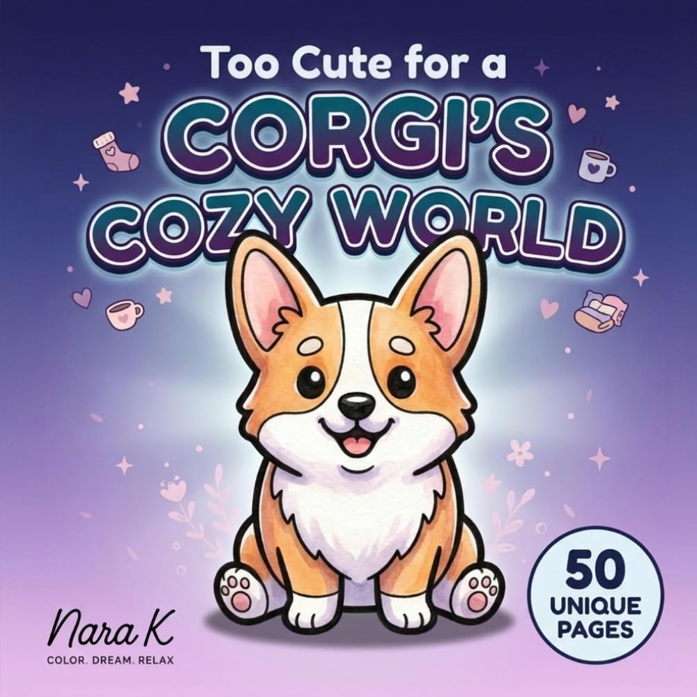 Too Cute for a Corgi's Cozy World: A Bold and Easy Kawaii Coloring Book with Adorable Corgi Adventures for Adults and Kids