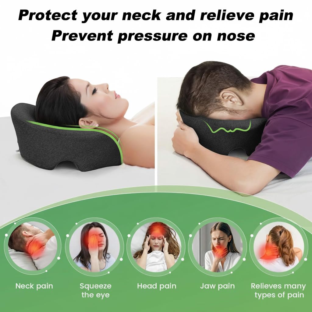 Reposacabezas de Masaje para Cama,Almohada de Masaje Boca Abajo,Almohada de Descanso Ergonomico para Cama del Masaje del Salón del Balneario