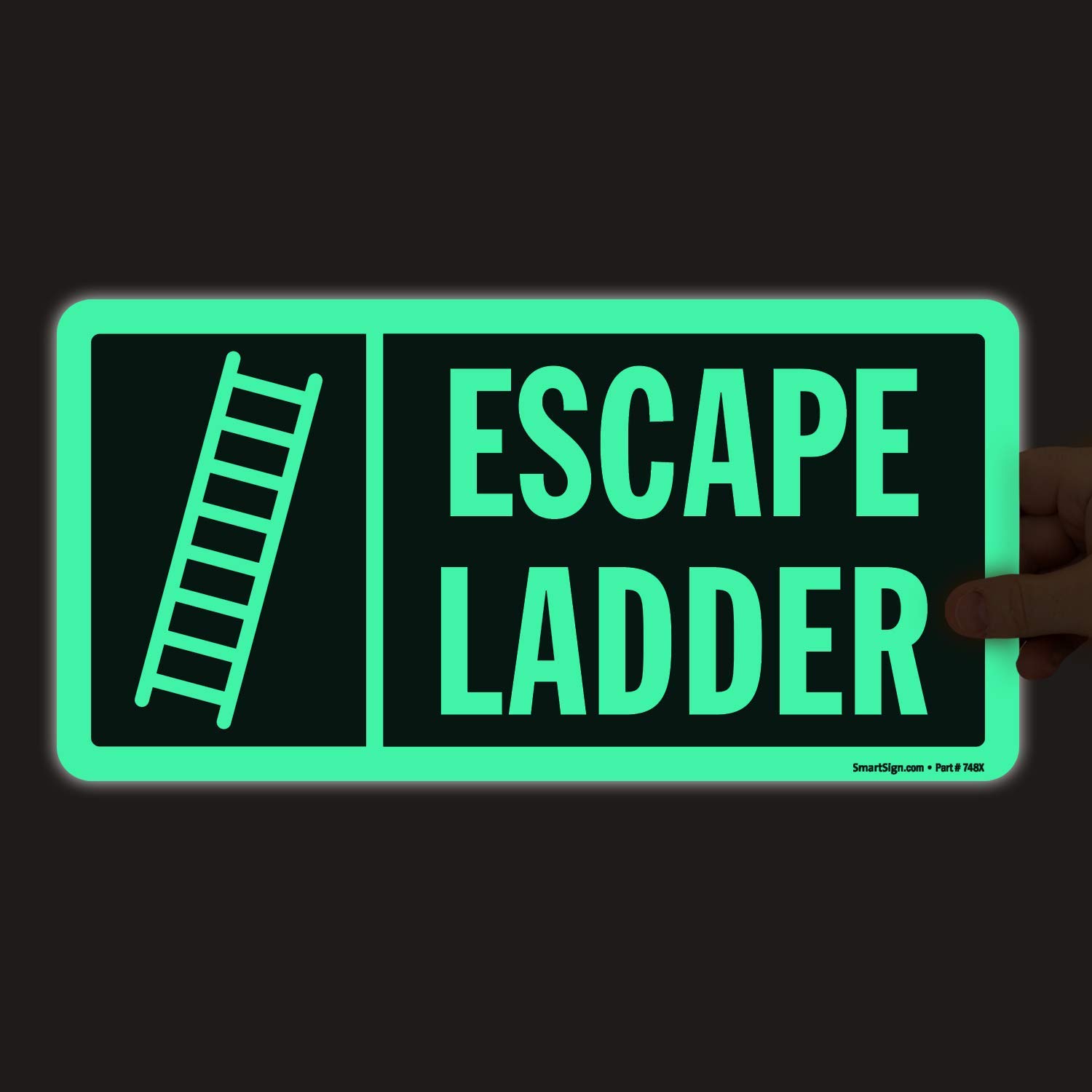 SmartSign "Escape Ladder" Sign | 7" x 14" Glow Vinyl