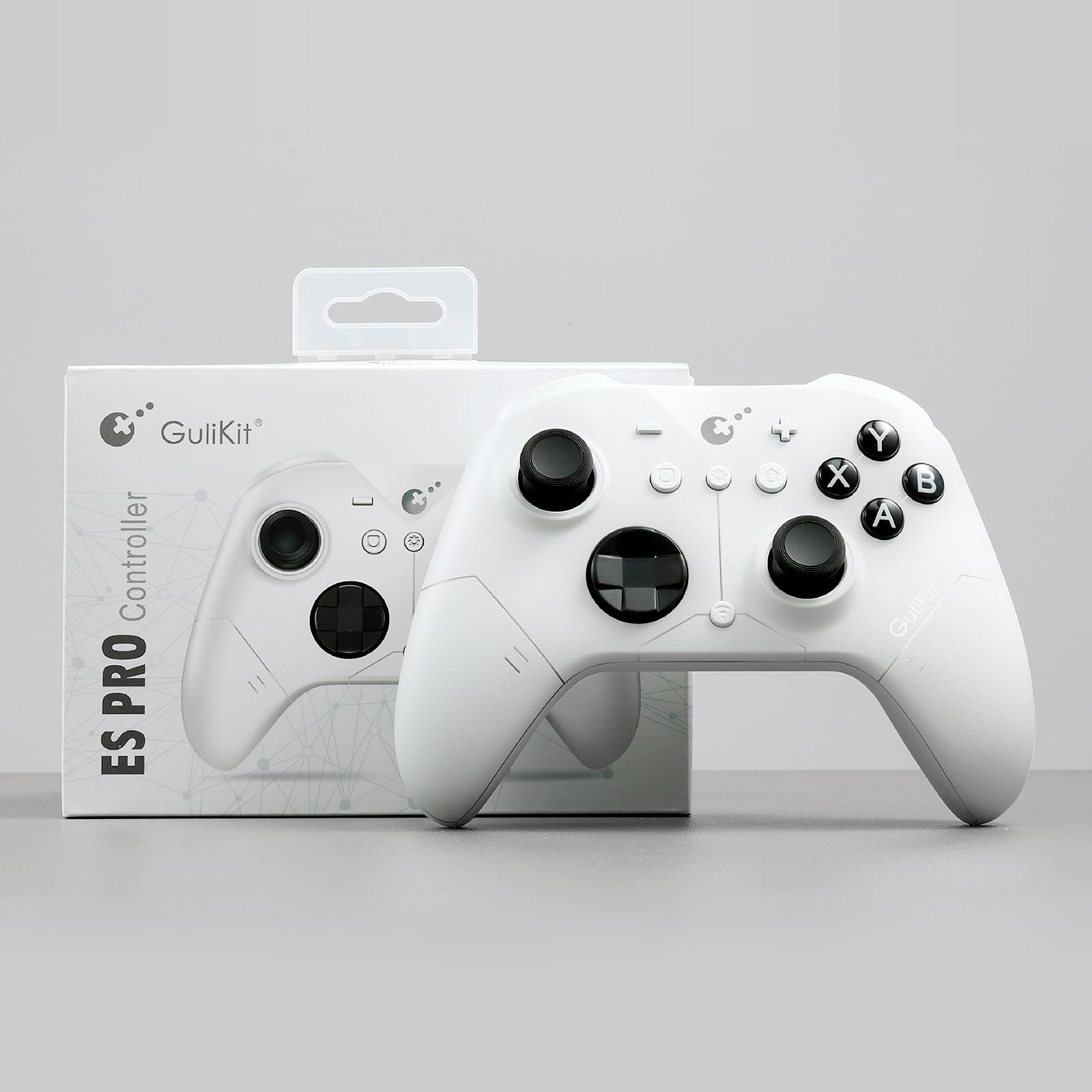 GuliKit ES PRO Manette Sans Fil pour Switch 2/1, PC, Steam Deck (Blanc) | 3.25ms de Latence Faible, Joysticks Magnétiques TMR, Réveil Switch 1/2, D-Pad à Interrupteur Tactile