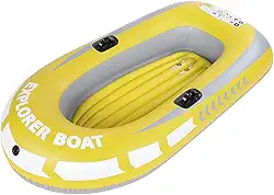 Barco Inflável, Barco de Ar Inflável Resistente, Canoa de Caiaque Inflável de PVC, Barco de Pesca Inflável a Remo para 2 Pessoas Com Dois Suportes de Remo para Pesca, Mergulho à