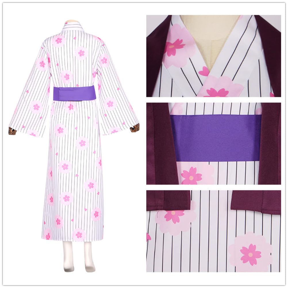 Anime fioletowy szlafrok różowe kimono damski strój na Halloween kostium