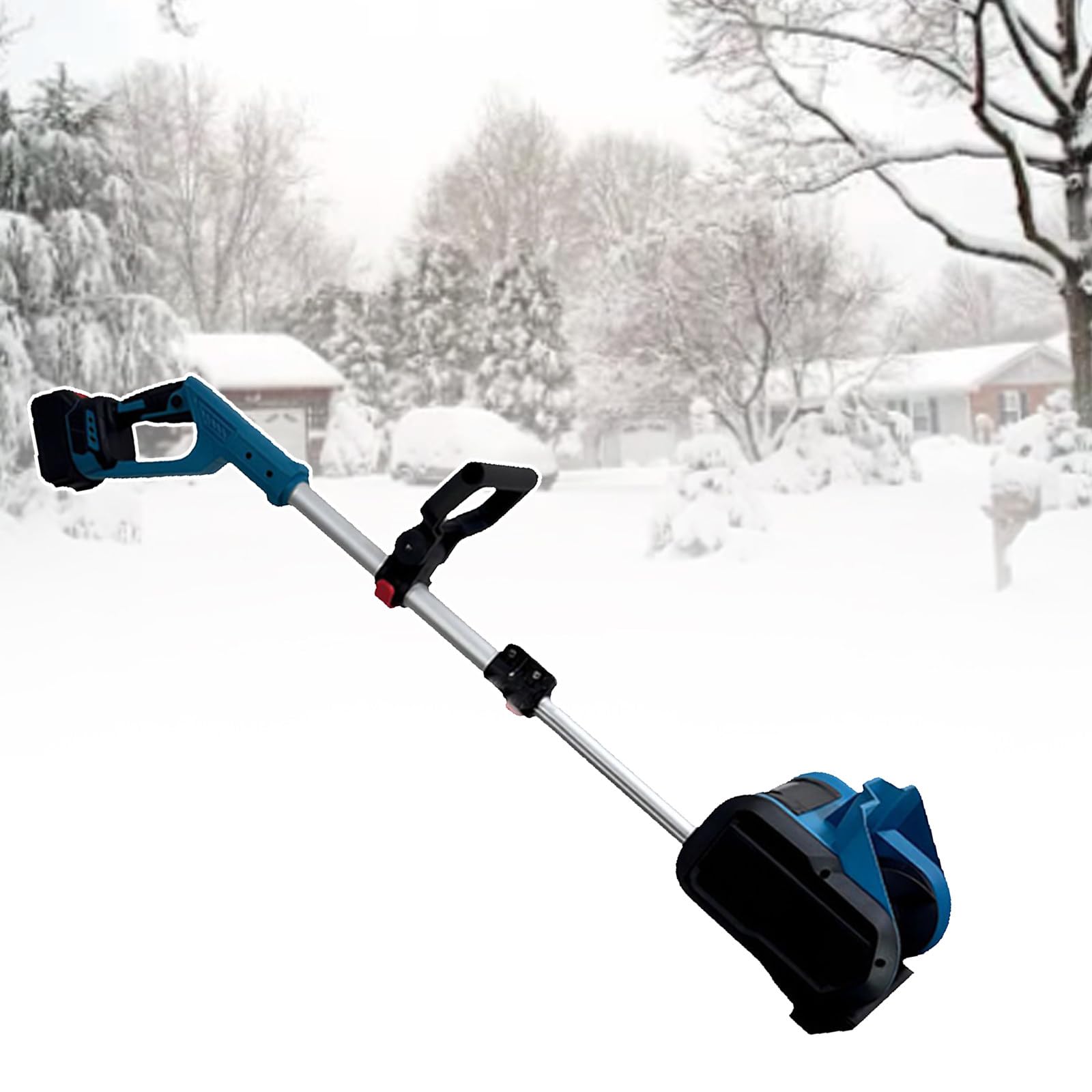 Pala da neve senza fili, 1200 W 21 V, spazzaneve elettrico, manico anteriore regolabile, batteria ricaricabile inclusa rimozione neve