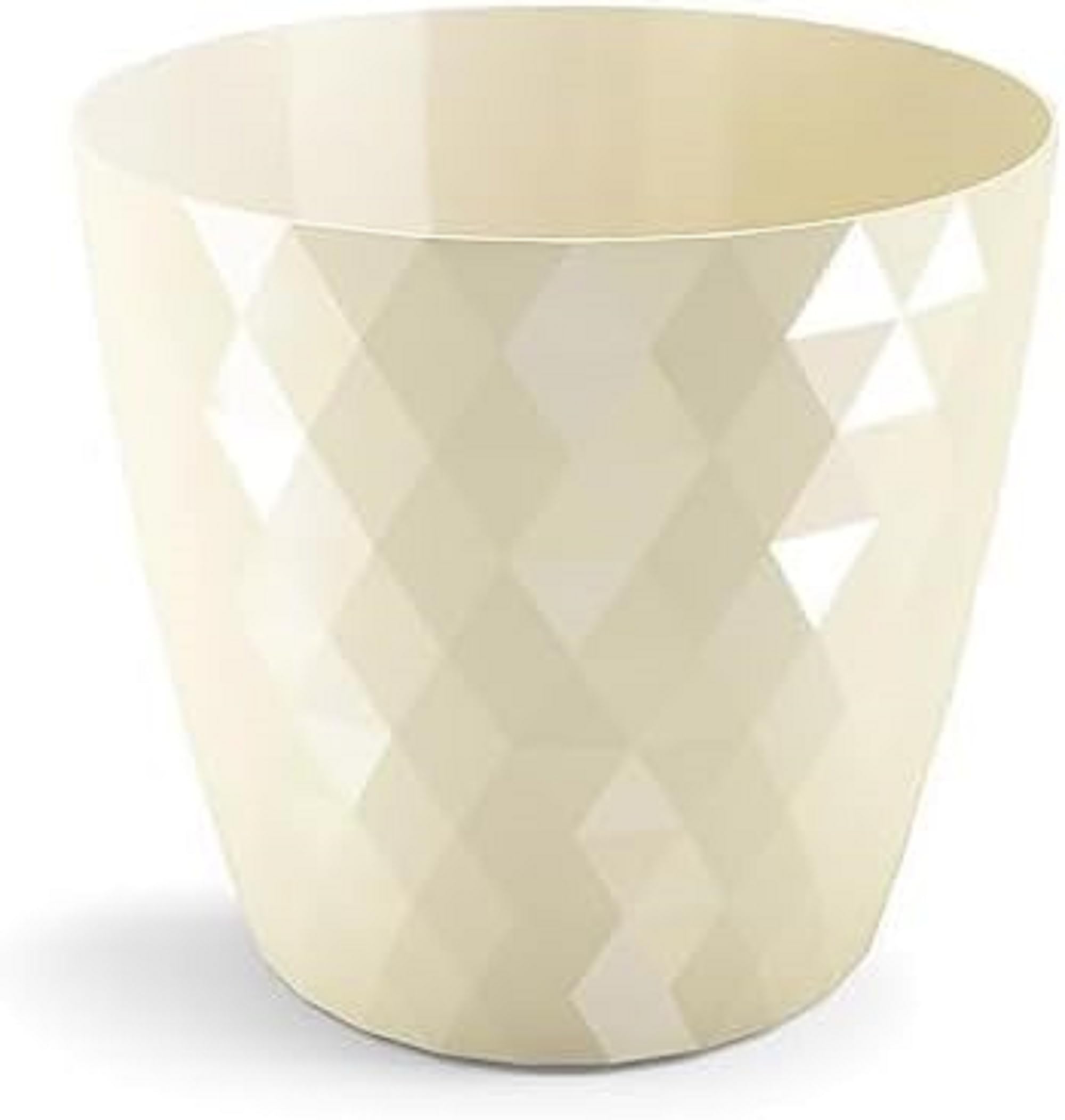 B2C Flowerpot Round Plastic plant pot Crystal Modern Decorative Small Medium Large 7 sizes 9 coolours (Ecru, 30 cm)