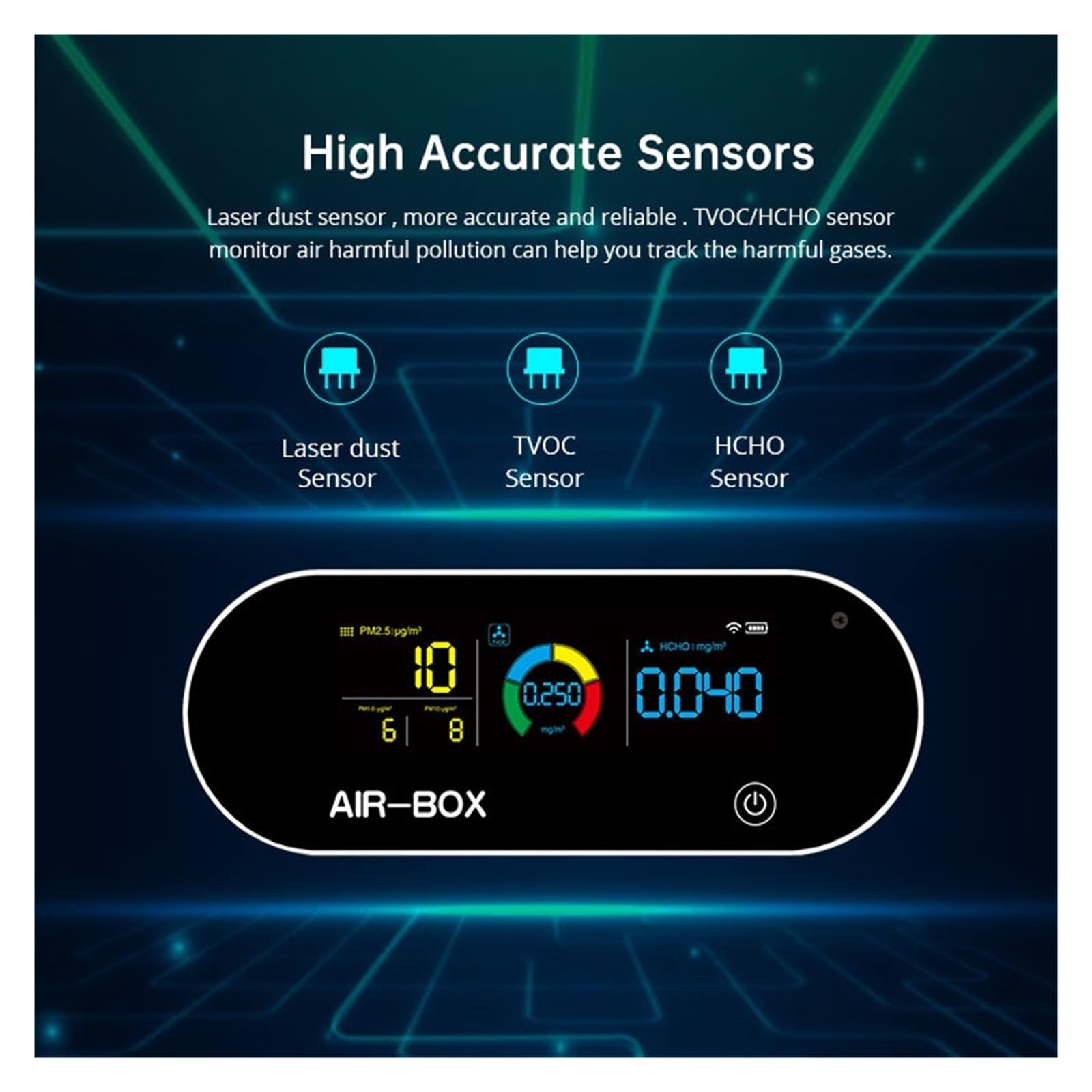 Piccolo monitor portatile della qualità dell'aria PM2.5 Contatore di particelle Rilevatore di inquinamento da polvere Smart