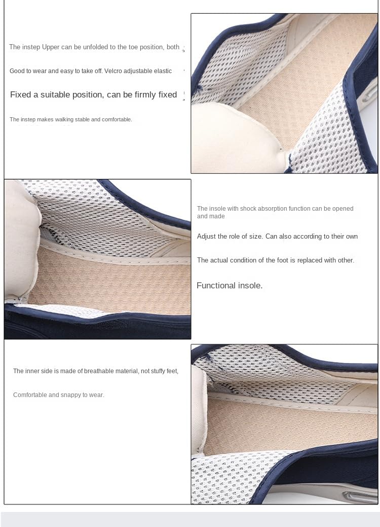 Scarpe ergonomiche per la Cura dei Piedi diabetici - Design Antiscivolo, ventilato e Leggero, Adatte a Taglie Grandi e Piedi edematosi,Blu,40