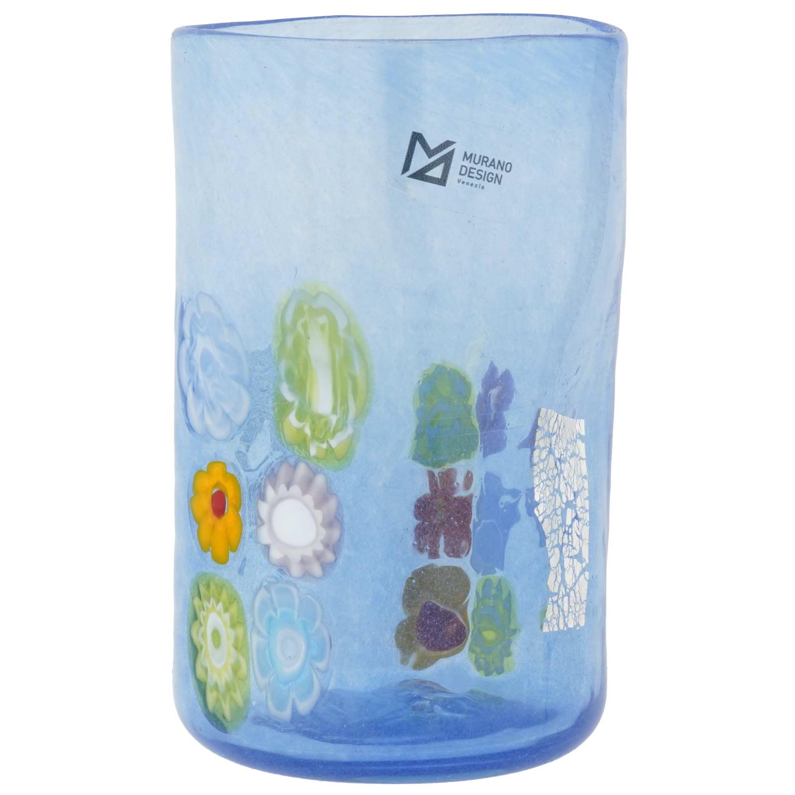 Glass Of Venice Murano Glass Sunlight Italian Tall Drinking Glass - Light Blue 14 oz Highball Glass for