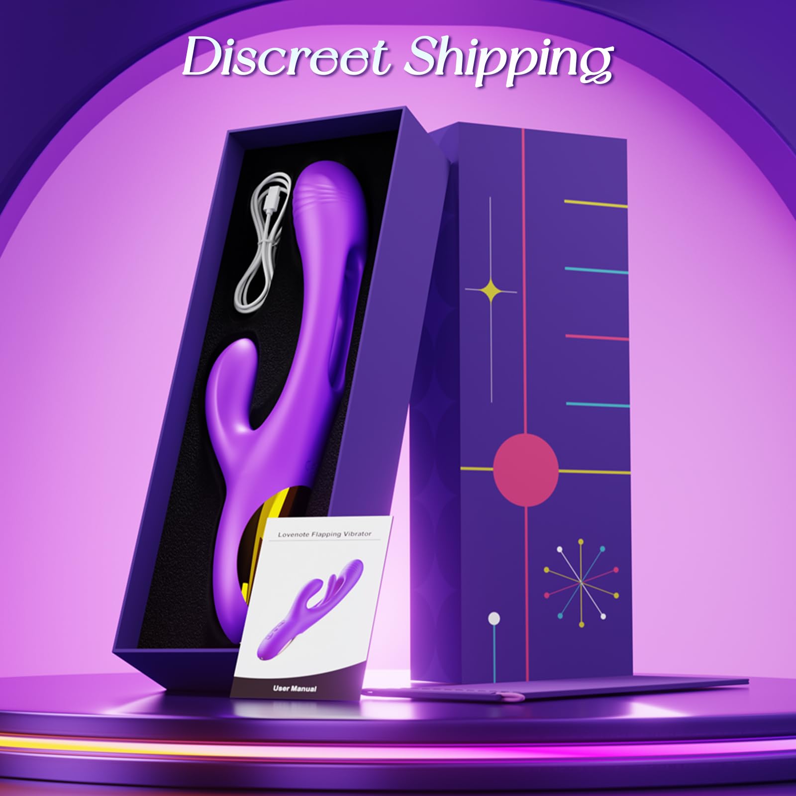 Vibrator Dildo Rabbit Sex Toys -LOVENOTE G Spot Vibrator Massager for Women Clitoral Nipple Stimulation, 3 in 1 Sex Toys with 14 Vibration & 7 Tongue Licking Flapping, Adult Product Aurieel (): Purple