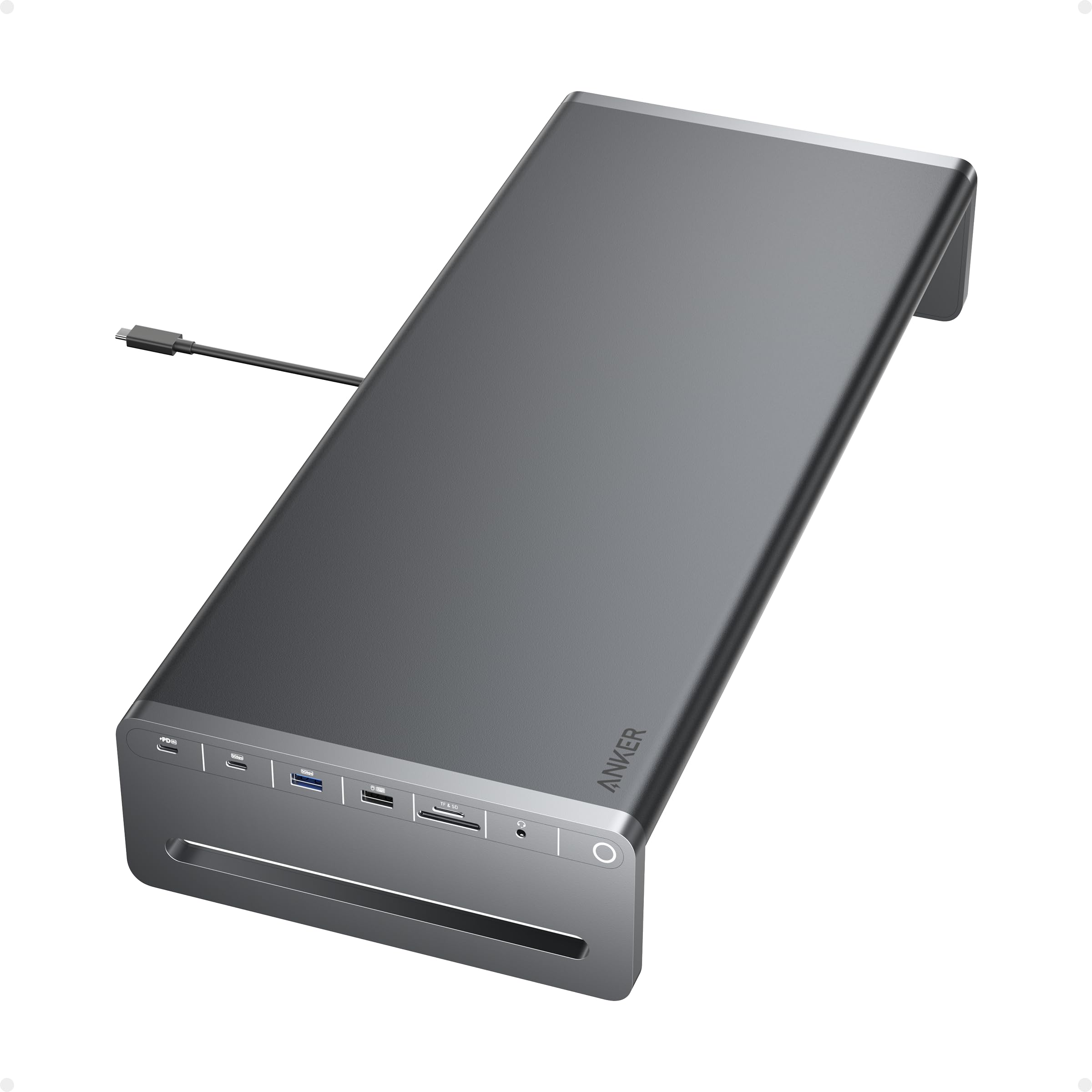 Anker Hub USB C 10 in 1 100W, Supporto Monitor in Alluminio 10 in 1 con 100W PD, Porte 5Gbps, Display HDMI 4K@60Hz, Cavo Integrato da 3,3 ft, Scrivania Ordinata per MacBook, Dell e dispositivi USB C