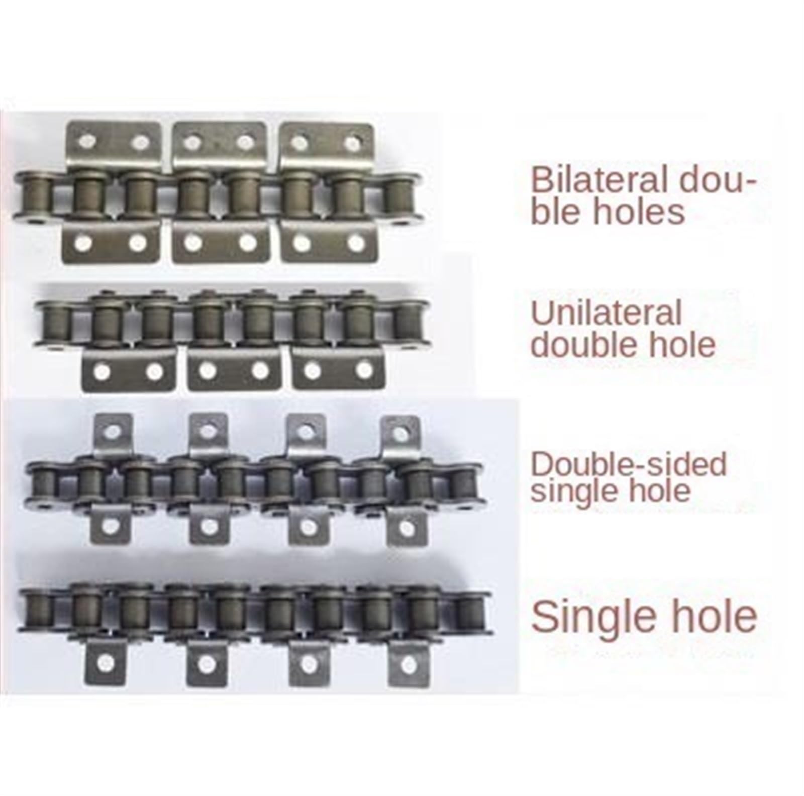 Catena con alette doppie/unilaterali a doppio foro, Catena a piastre curve, Catena con fori, Catena di trasmissione DOLUNTO (Size : 1/2in 08B 2side 2hole)