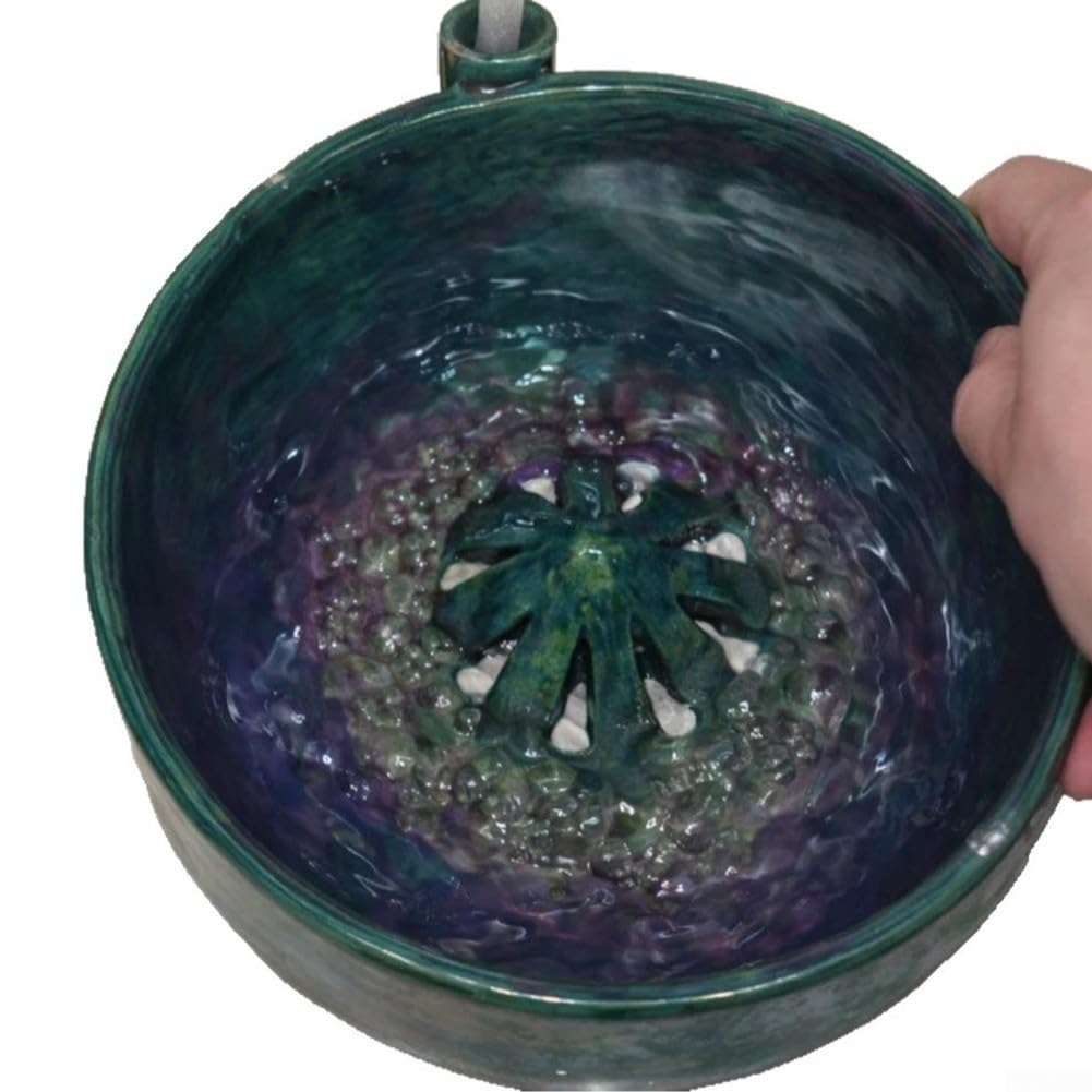 Cuenco de lavado de frutas autogiratorio, material de piedra para bayas delicadas, colador de drenaje rápido y plato para servir, diseño apilable que ahorra espacio