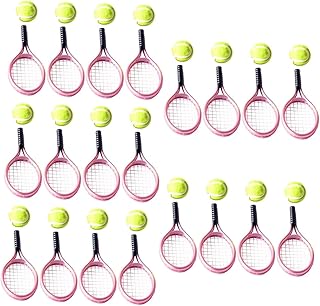 MAGICLULU 20 Sets Tennis Racket Tennis Tool Decor for Kids Miniature Tennis Mini Decor for Kids Doll House Plastic Model Set Tennis Racket Mini Tennis Racket for Children