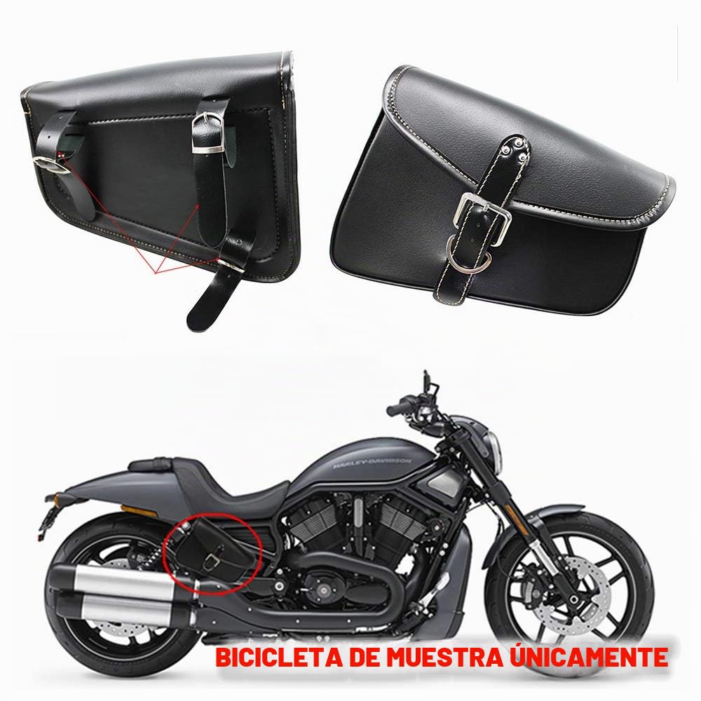 AUTLY 1 Pieza Lateral de la Motocicleta alforja de Cuero de la PU Impermeable Bolsa de Herramientas de Equipaje Lateral Izquierda Negro (Derecha)