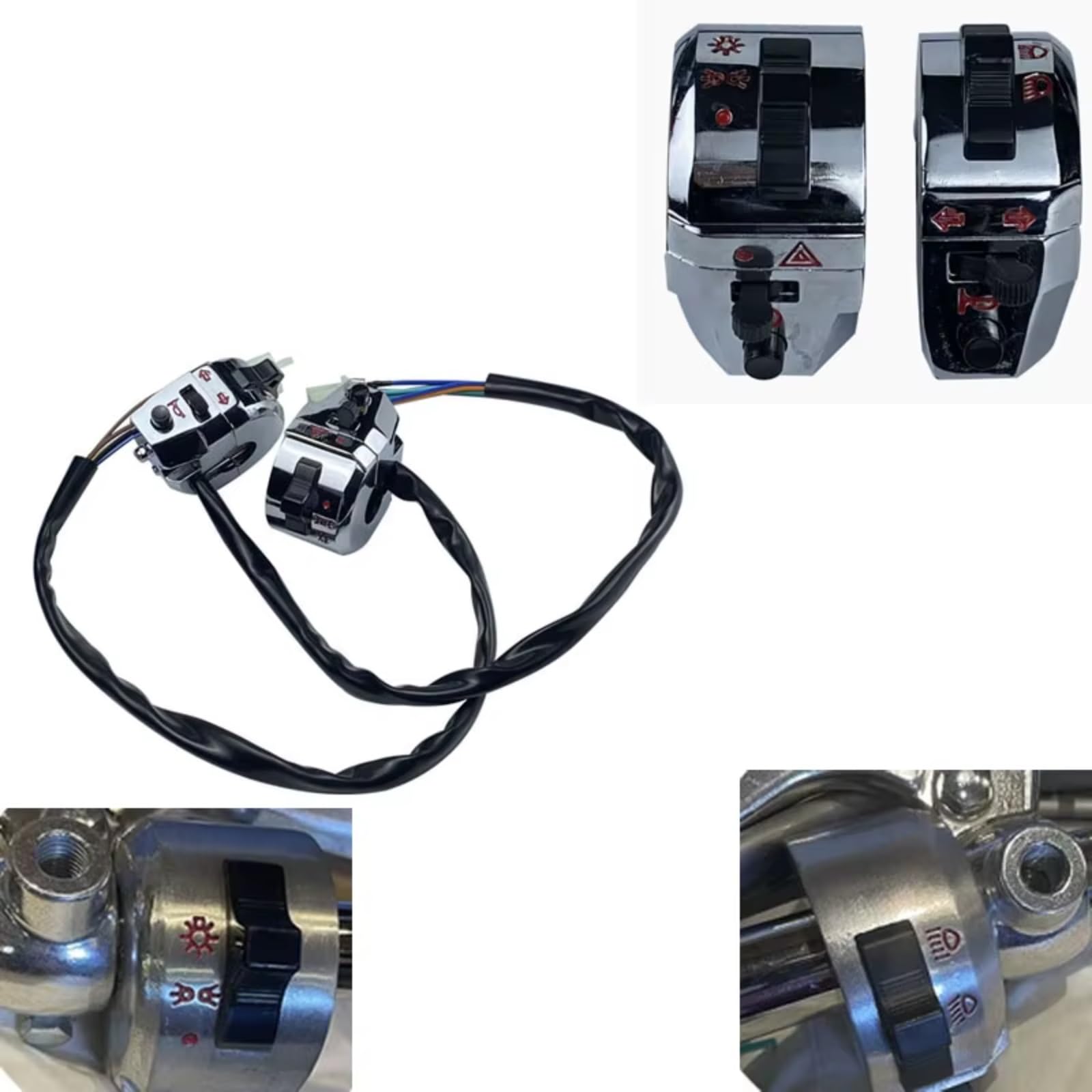 Interruptor De Control De Manillar De Motocicleta De 22mm 7/8 "para Accesorios De Interruptor De Control De Luz Indicadora De Faro Universal