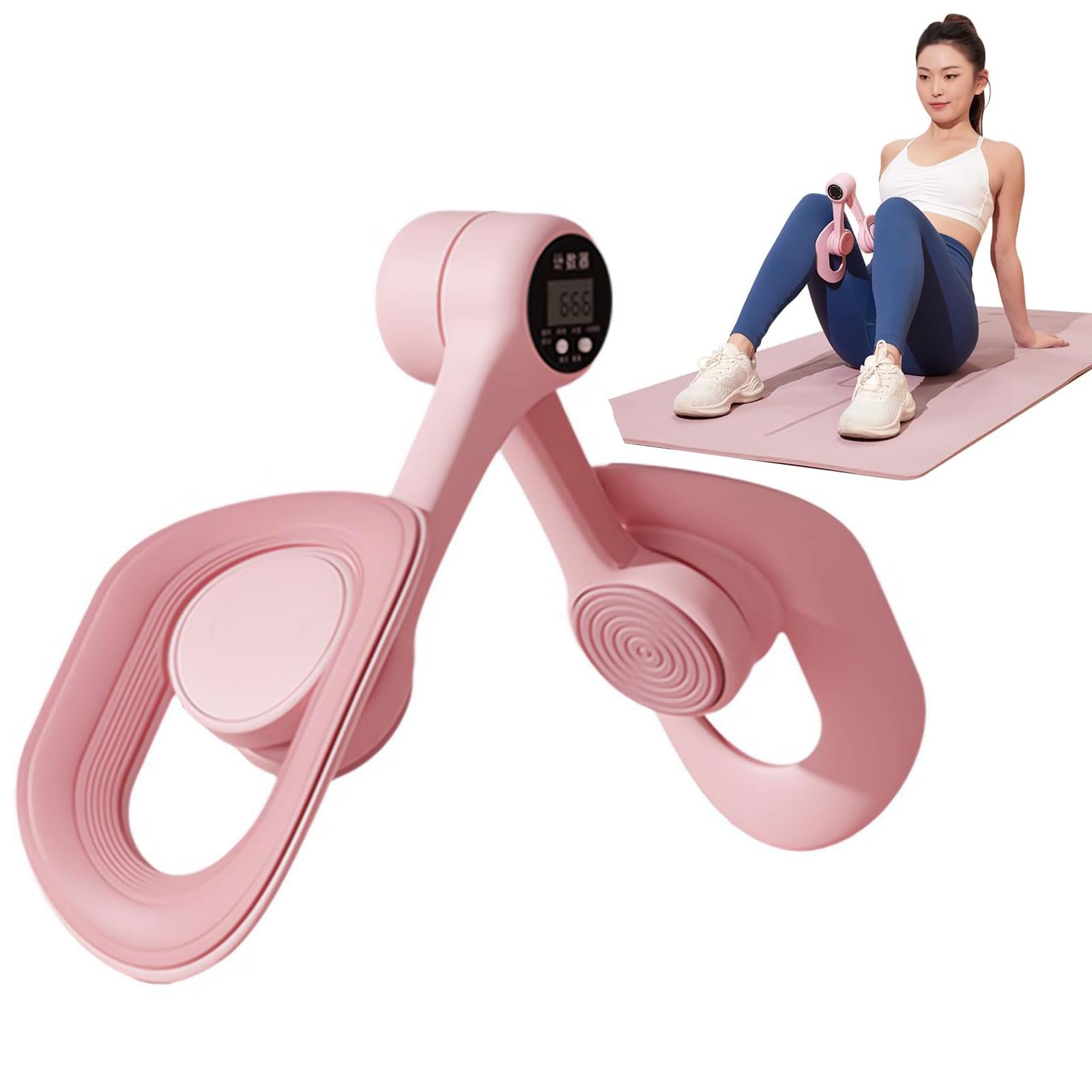 Thigh Trainer, Hip & Inner Thigh Exercise Equipment, Pelvic Floor Muscle Trainer, Automatic Counting, 360 Degree Rotation, Thigh Exercise Equipment for Home (count pink, 11.81*11.81inch)