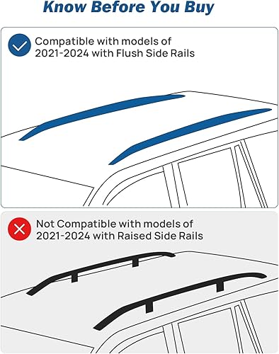 Miniatura 7 de JOYTUTUS Portaequipajes con cerradura compatible con Chevy Suburban, Tahoe, GMC Yukon y Yukon XL, Cadillac Escalade ESV 2021-2025, barras