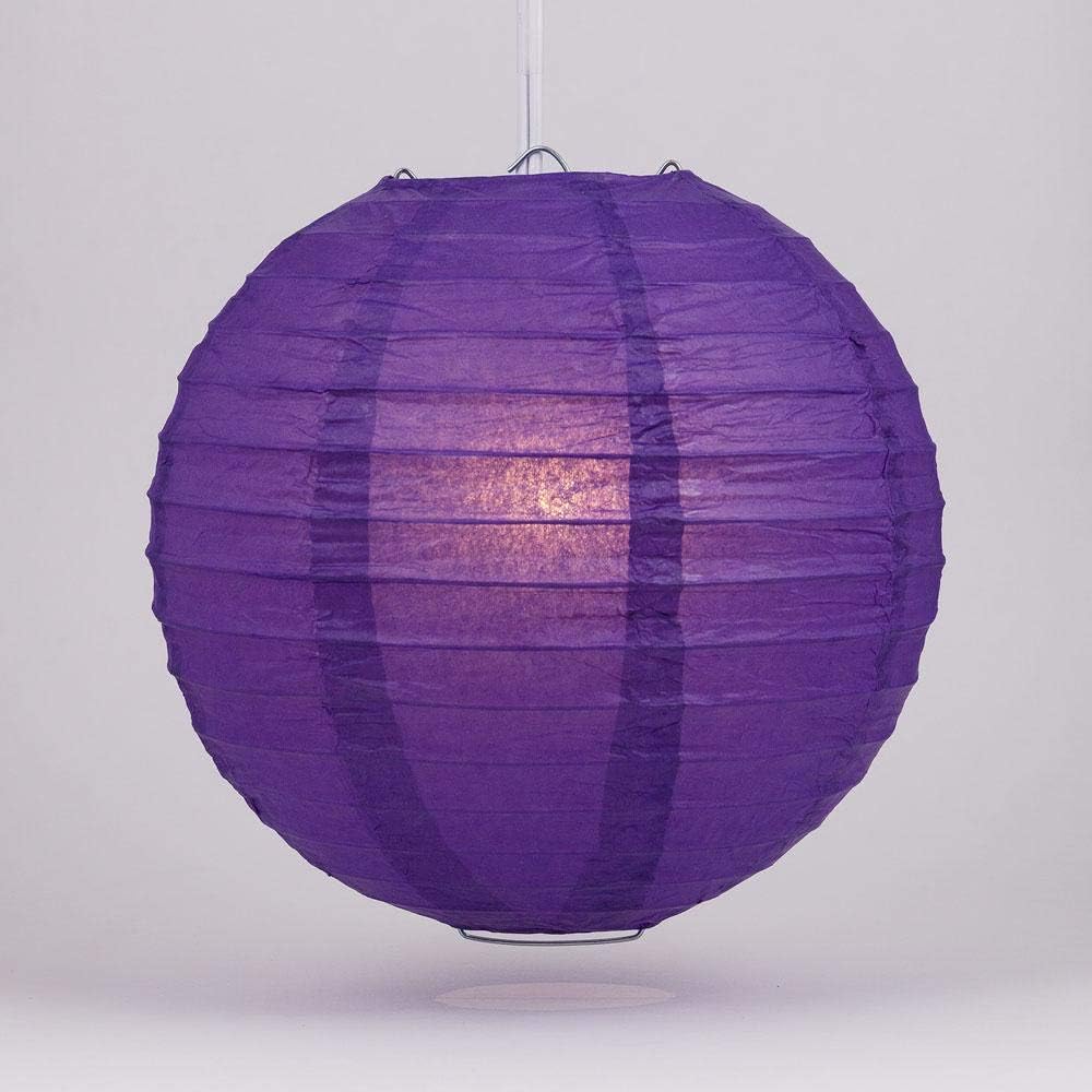 Quasimoon PaperLanternStore.com 20 Inch Lavender Even Ribbing Round Paper Lantern (10 Pack)