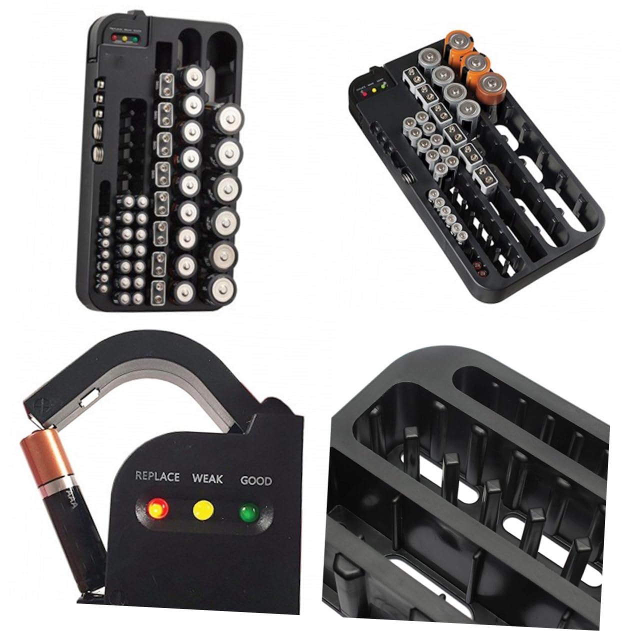 Hemobllo Scatola per Batterie Organizer con Diverse Dimensioni Supporto per Batterie Aaa Aa C Bottone con Tester Rimovibile