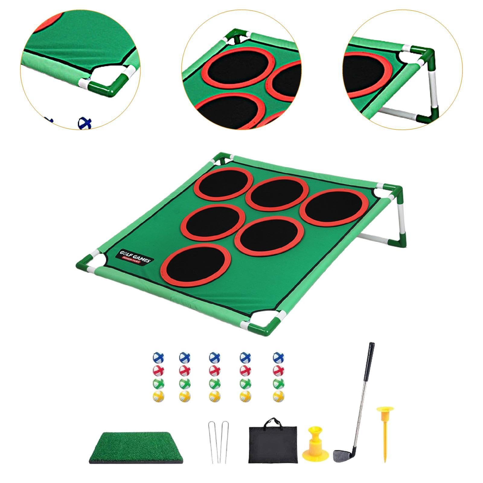 perfk Juego de Golf y Cornhole, Juego de Golf con Bolsa de Almacenamiento y Palos, Informal, con Pelotas, Juguetes para el hogar, Exterior y Patio