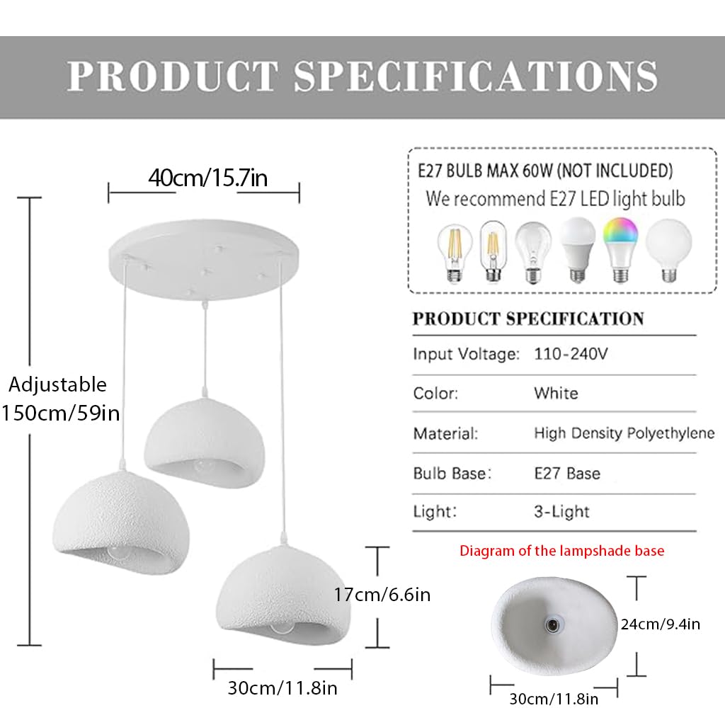 Creatieve Wabi-sabi hanglamp E27 wit polyethyleen