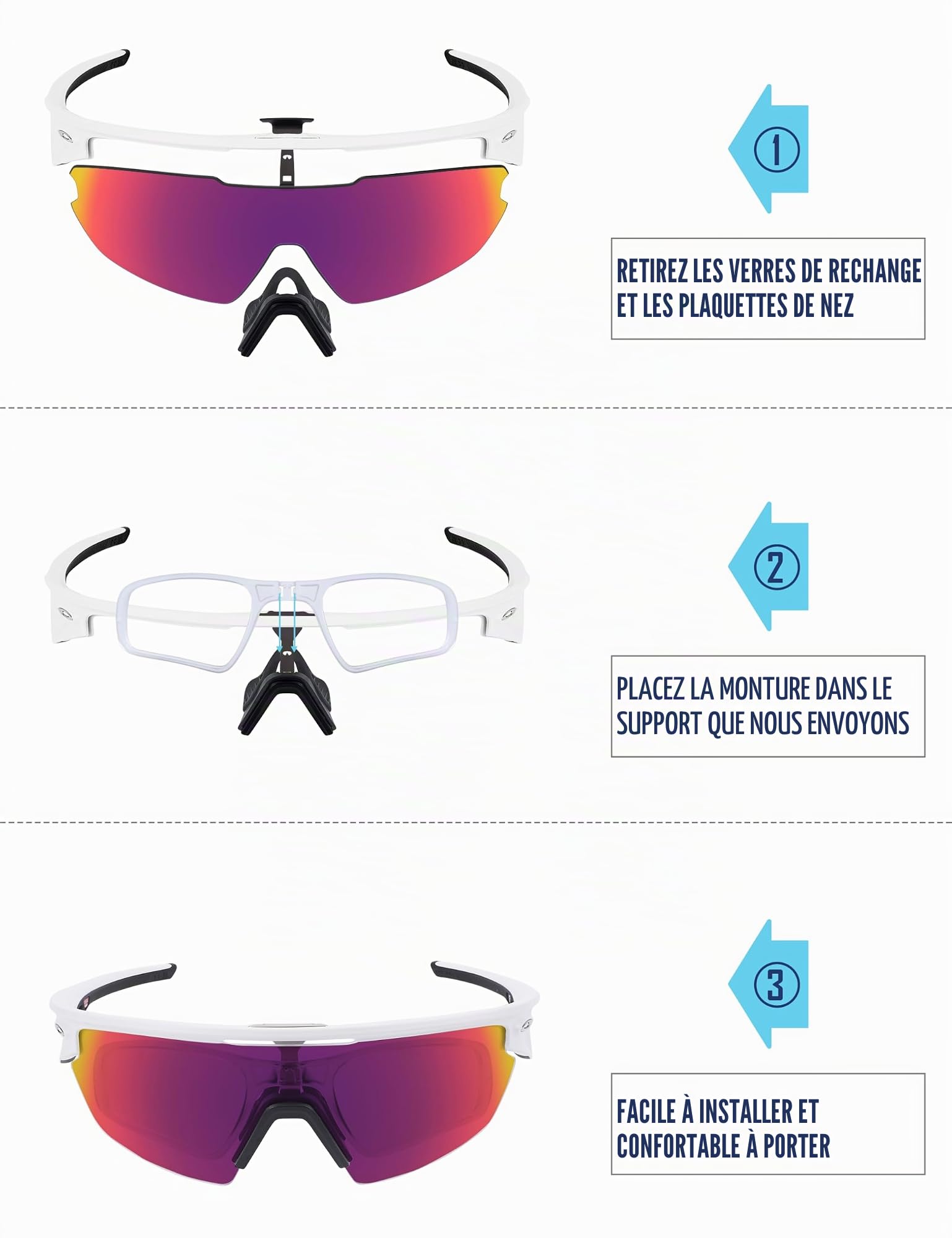 Saucer Insert Clip-On | Insert Optique Rx avec Guichet pour Lunettes de Soleil Oakley Sphaera OO9403, claire, taille unique