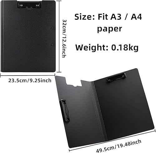 Miniatura 3 de Carpeta portapapeles, paquete de 6 portapapeles plegables A4, carpeta de archivos, bloc de escritura con tapa para documentos, documentos y trabajo