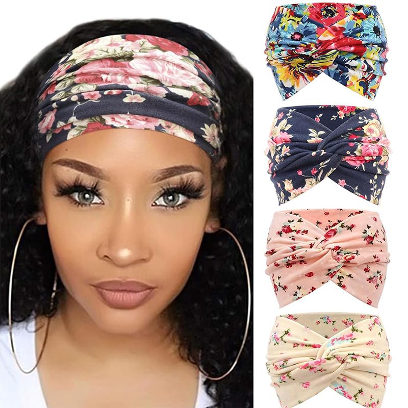Printed Cross Yoga Headband, 2025 New Boho Headbands for Women Non Slip Wide Headbands for Women,Ultra-Soft, Breathable Fabric - Not Tighten The Scalp (B)