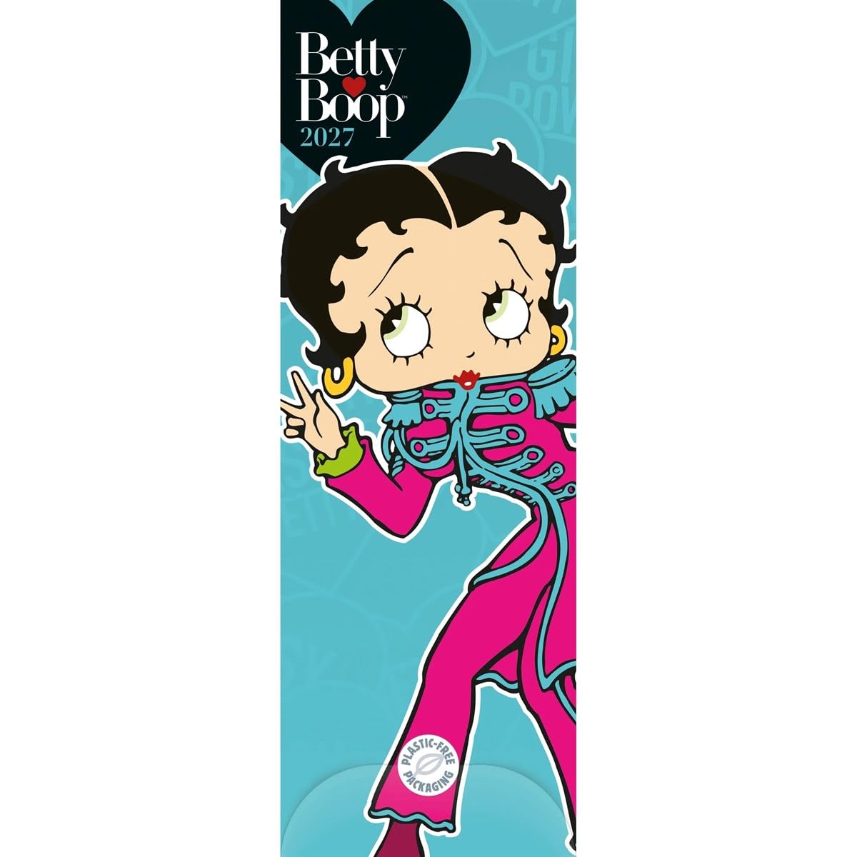 Carousel Worldwide White Betty Boop 2027 Slim Wall Calendar, 12-Month Calendar, Classic Cartoon Artwork