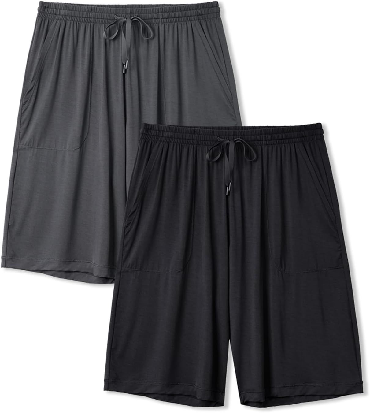 Mens Pajama Shorts Bamboo Rayon Sleep Shorts Soft Comfy Breathable Lounge Pants with Pockets 2 Pack