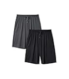 DAVID ARCHY Mens Pajama Shorts Bamboo Rayon Sleep Shorts Soft Comfy Breathable Lounge Pants with Pockets 2 Pack