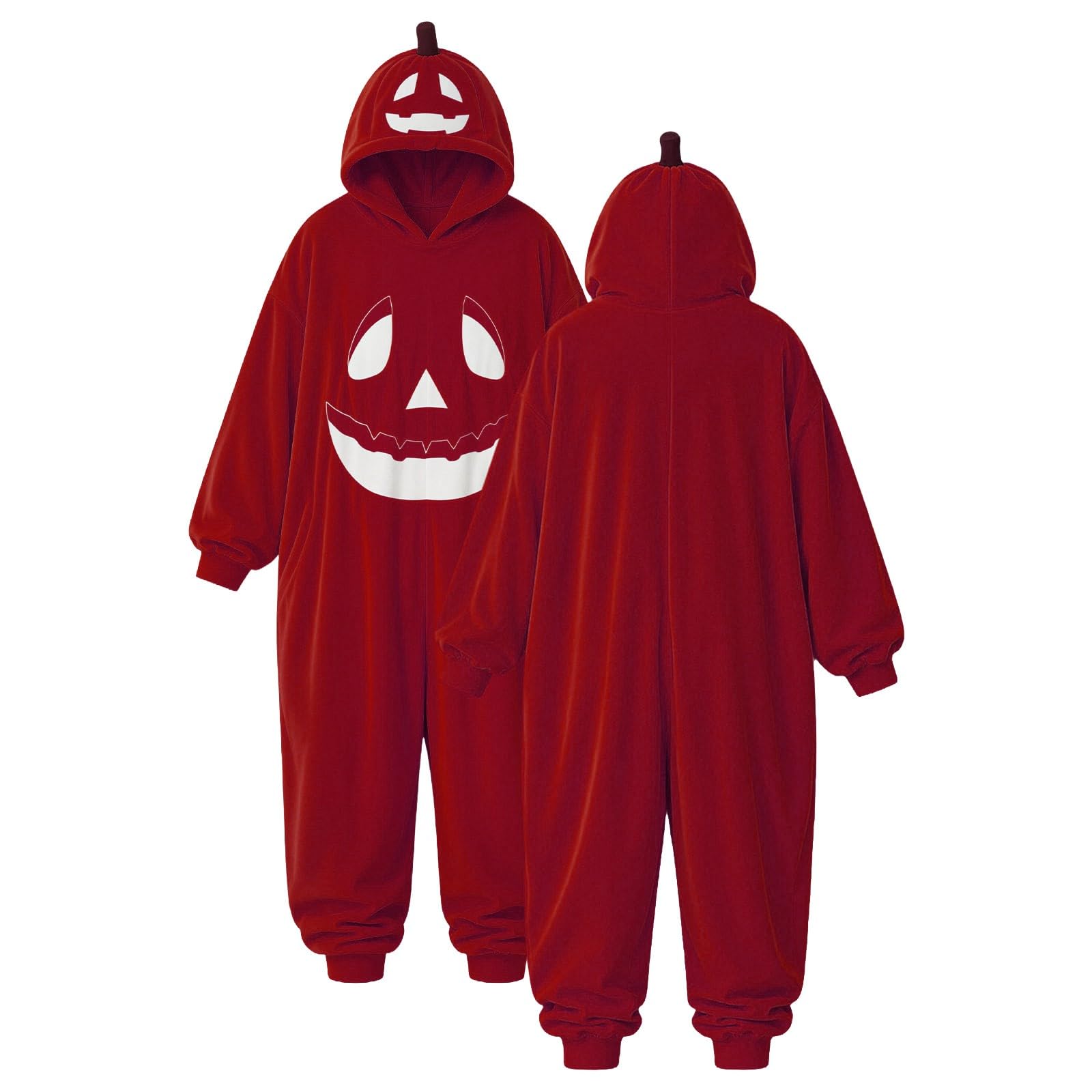 Genérico Pijama Unisex de Felpa para Adultos, Pumpkin Adult Onesie, Disfraz de Mono de una Pieza para Halloween, Traje de Cosplay para Mujeres y Hombres, Unisex, Cosplay, Ropa para Estar por casa