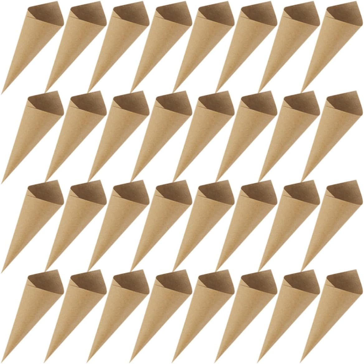 NUOBESTY 120pcs Paper Cones for Wedding Toss Kraft Paper Flower Confetti Cones for Birthday Party and Bachelorette Party Decorations