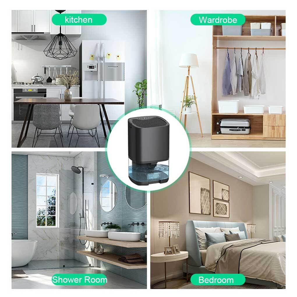 Sécheur d'air Salle de Bain Chambre déshumidification électrique absorbeur d'humidité boîte à Chaussures Portable intérieur déshumidificateur avec lumière, Black, EU Plug