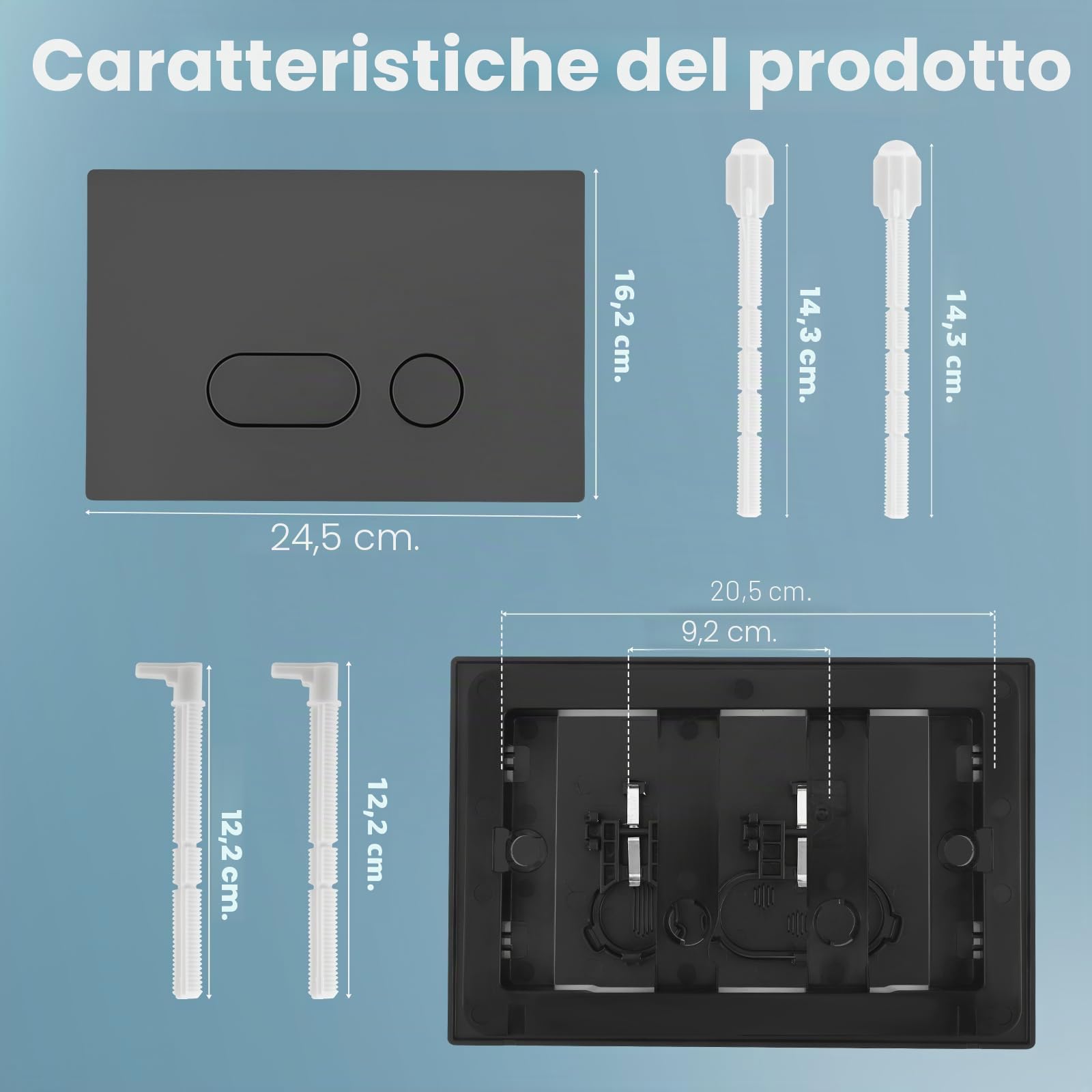 Placca Di Comando Compatibile Con Geberit, Placca Wc Geberit, Doppio Lavello, Con Set Di Leva E Telaio Di Montaggio, Compatibile Con Geberit Sigma 01, 20, 30, 50, Up320 (nero)
