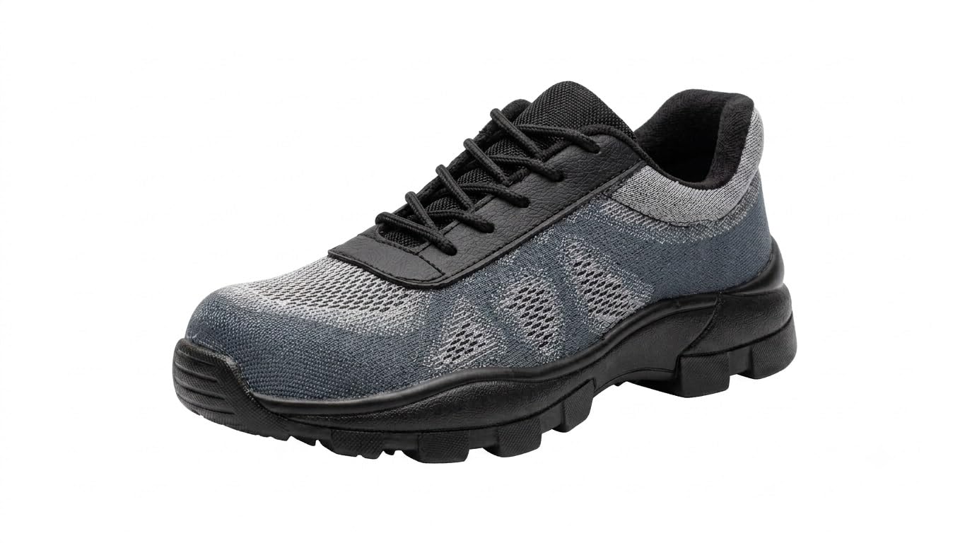 Steel Toe Knitted Upper Safety Shoe for Men, Black, F-Knit-Grey-image-27
