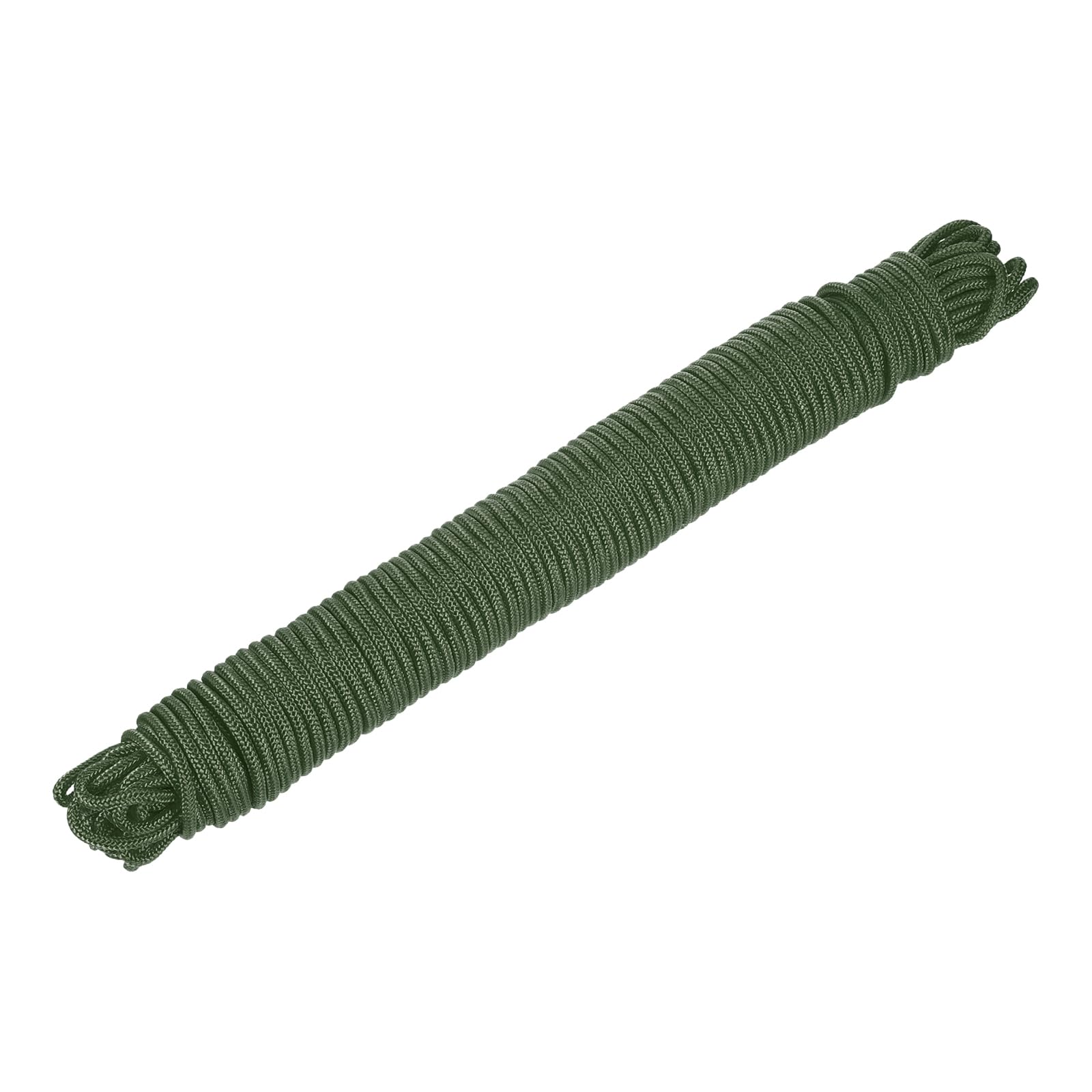 Rebower 1 Pcs Dark Green Nylon Rope 1/4"x164ft Solid Braided Cord Polypropylene Rope Utility Cord,[for Camping Tie Down