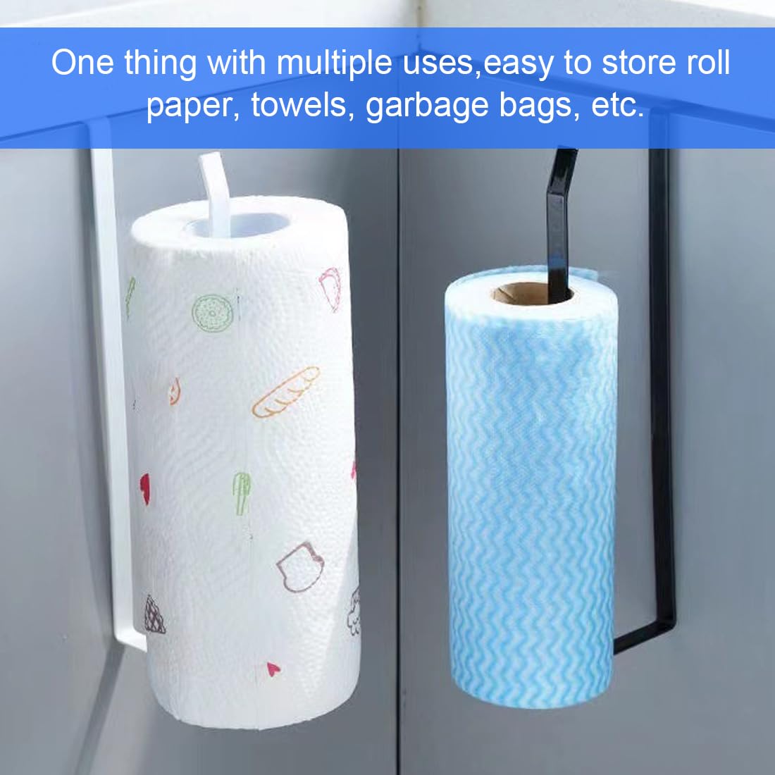 Porte Essuie-tout Sans Perçage 2 Supports Rouleau Sopalin Sans Perçage LMSAWK - Blanc - Gain De Place Sous Armoire - Max 3kg Support Rouleau Sopalin Sans Perçage