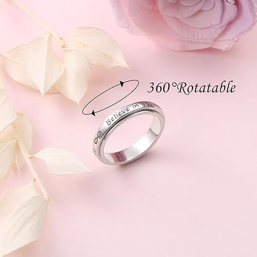 Miniatura 4 de Anillo de ansiedad para mujer, anillo giratorio de plata de ley S925 para aliviar la ansiedad y el aburrimiento, para TDAH, autismo, anillo