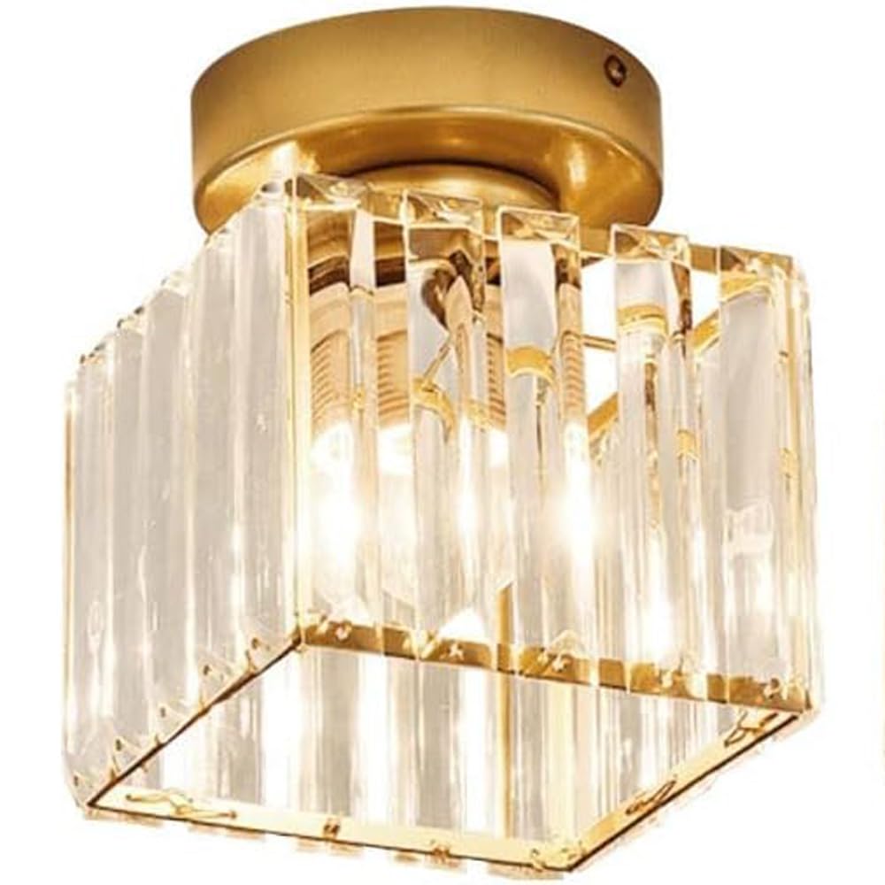 LYMSXAZOU Chandelier Small Crystal Flush Mount Ceiling Light Fixtures Farmhouse Black Close to Chrome Vintage Gold Hallway for Kitchen Entryway Porch Foyer (Color