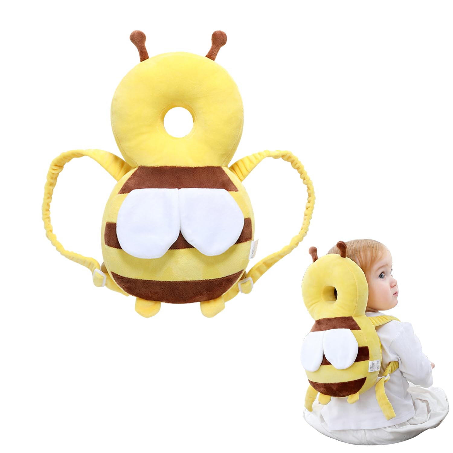 Sac à Dos Protection Tête Bébé Hibou Beige - Anti Chute Avec Genouillères Et Chaussettes