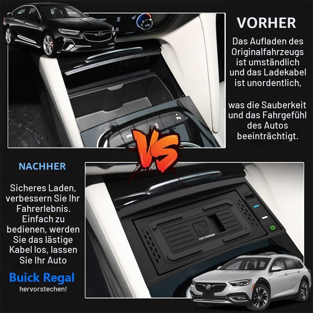 Kabelloses Ladegerät Auto für Opel Insignia B/MkII (Z18) 2018-2022, 15W Qi Schnellladendes Handy-Ladegerät für Opel Insignia B (Z18) Center Console-Zubehörfeld, Geschenk für Opel-Besitzer