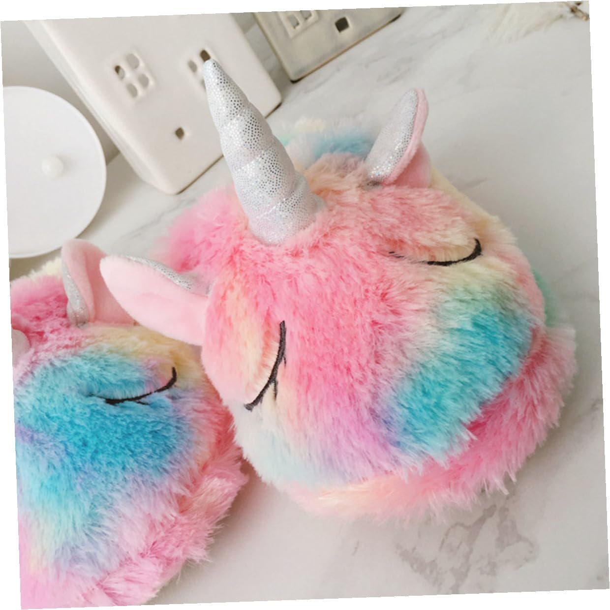 Pantofole Unicorno in Cotone Peluche Morbido Fondo Antiscivolo Calde Pantofole da Interno per e Adulti Leggere e Confortevoli per Casa e Relax Autunno Inverno