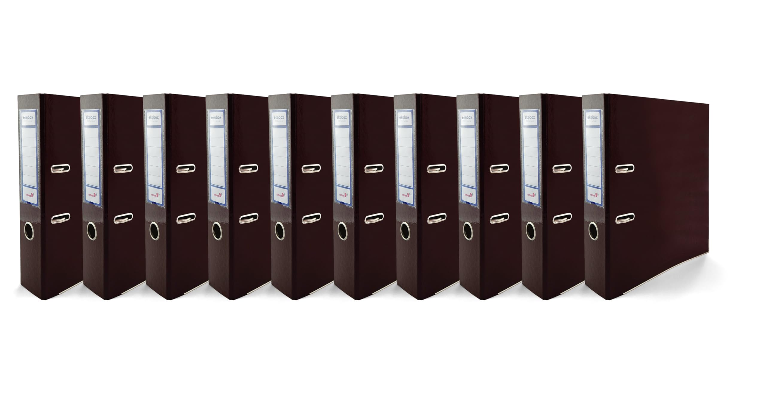 Netuno 10 Binder Chocolate Brown Glossy A4 Spine 7.5 cm 2.95 in Extra Wide Cardboard File Organizer for Office School Desk Storage documents Strong Stable Large Capacity Practical โ image 1
