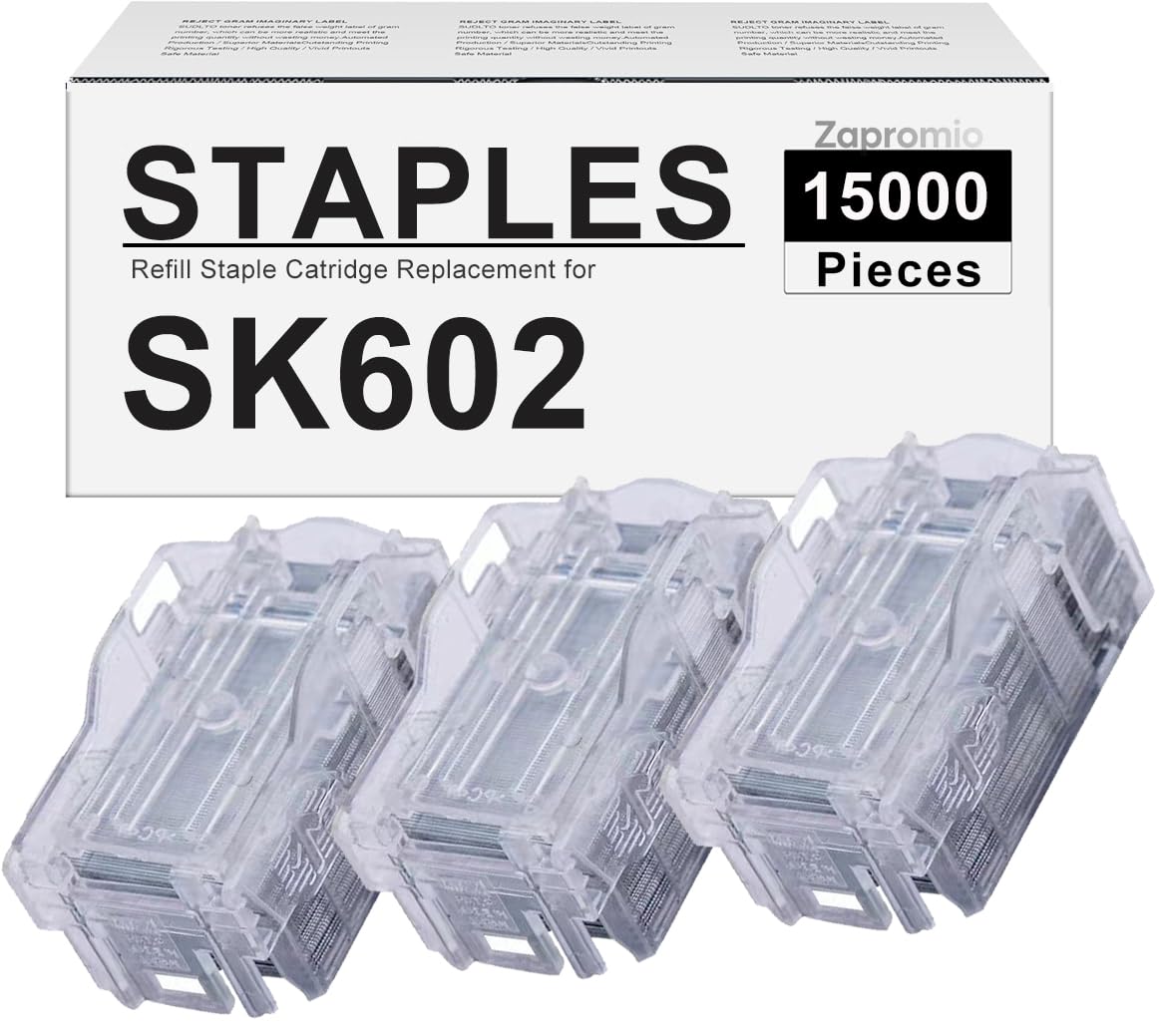 Paquete de 3 cartuchos de grapas SK602 compatibles con Konica Minolta 14YK SK-602 SK602 SK602 (3 cartuchos x 5.000 grapas cada uno)