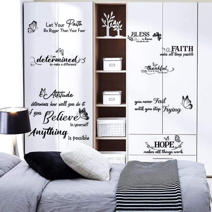 Miniatura 5 de 4 hojas de calcomanías inspiradoras para frotar en transferencias, bonitas frases de palabras, transferencias de muebles, calcomanías para