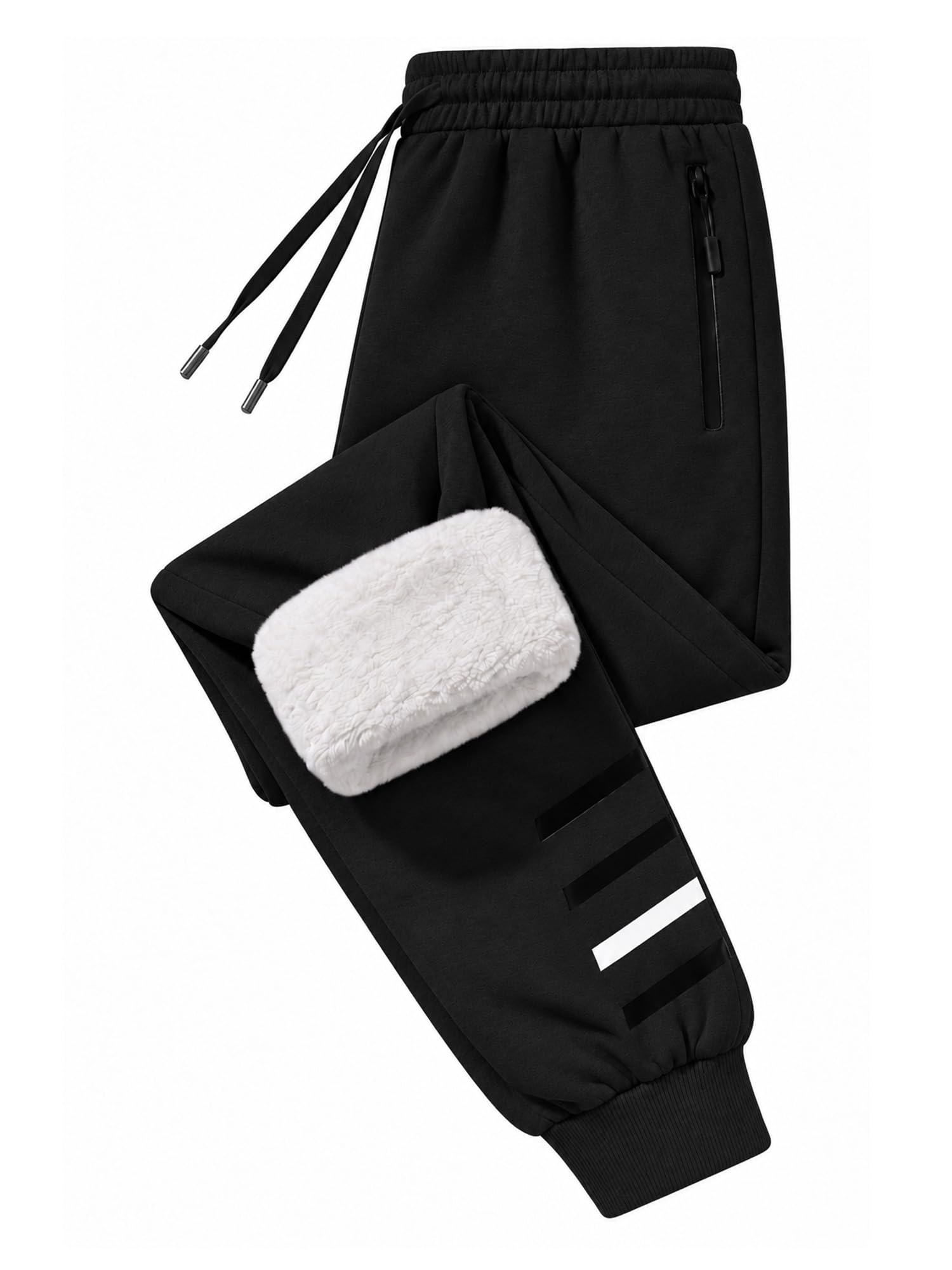 Lantch Jogginghose Herren Warme Winterhose Sweatpants Traininghose Winter | Herren Jogginghose Baumwolle Warm Gefüttert Stretch Thermo Fleece Hosen Winter Outdoor Sporthose mit Reißverschluss Taschen